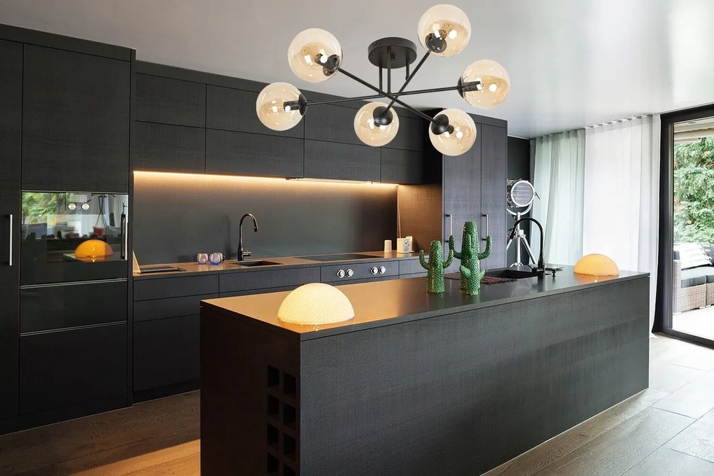 Lampadario da soffitto BRENDI 6B con sfere Miele - E14
