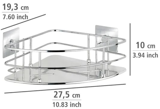 WENKO 23856800-Mensola TURBO-LOC QUADRO ED. 27,5x19,3 cm acciaio inox/lucido. cromato