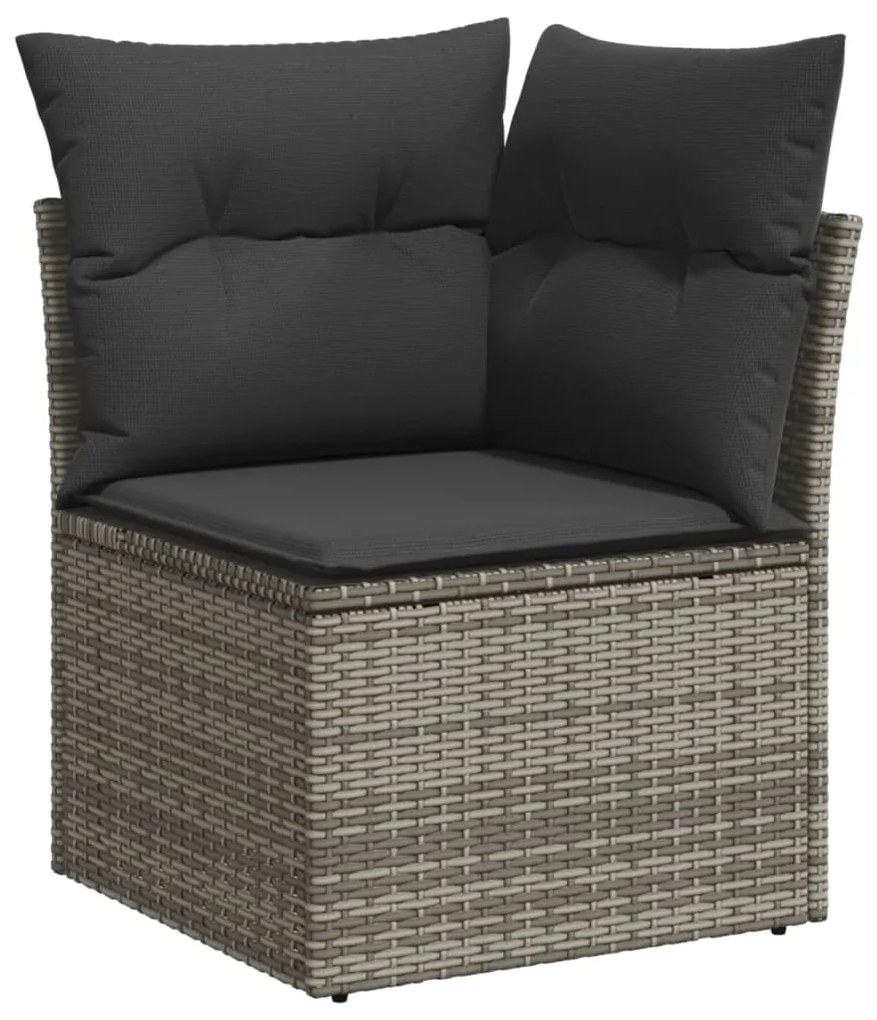 Set divani da giardino 11 pz con cuscini in polyrattan grigio