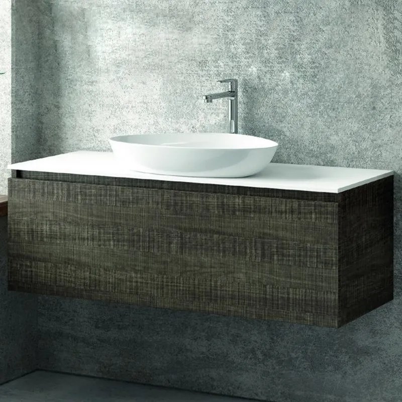 Composizione bagno 120cm sospesa composta da mobile specchio contenitore e 2 pensili - KAMALU