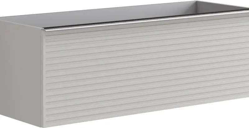Mobile da bagno sospeso sotto lavabo Pixel stripes L 120 x H 40 x P 45.5 cm grigio pastello laccato opaco, con maniglia alluminio brillante
