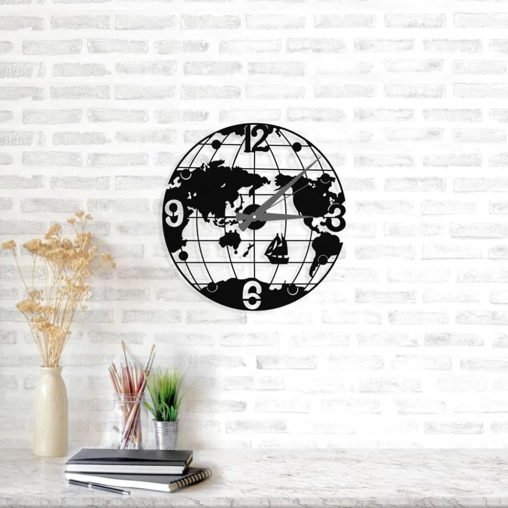 Orologio da parete nero Globe Clock, ⌀ 50 cm - Wallity