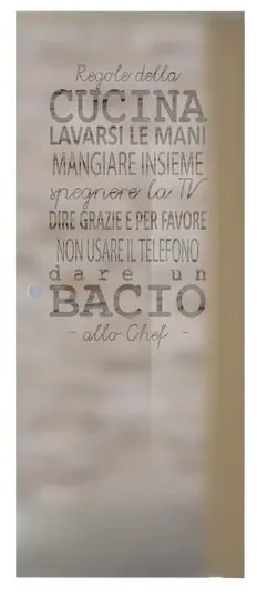 Anta per porta scorrevole Regole Tel. in vetro trasparente serigrafato, L 88 x H 215 cm spessore 8 mm, apertura destra