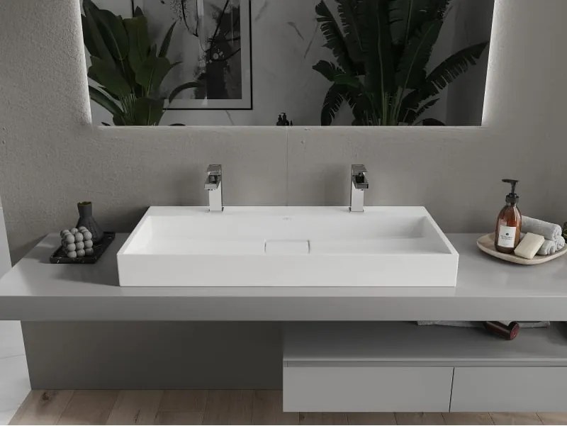 Mexen Ava lavabo da appoggio in conglomerato 2/O 100 x 46 cm, bianco - 23011002