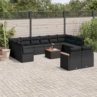 Set Divani da Giardino 13pz con Cuscini Nero in Polyrattancod mxl 89111