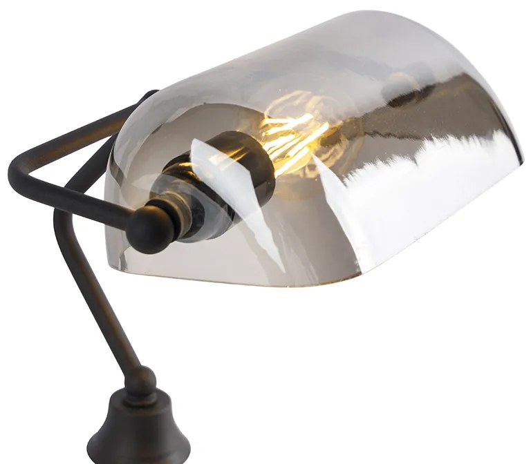 Lampada da notaio classica nera con vetro a specchio fumè - Banker