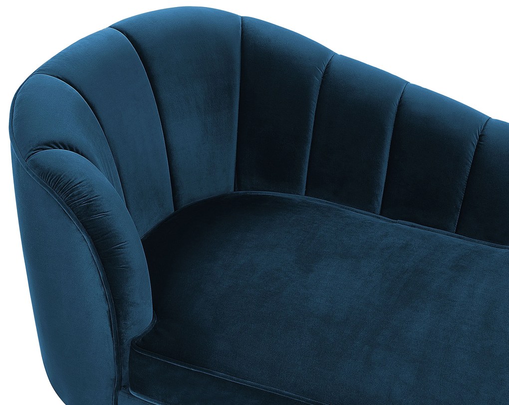 Chaise longue velluto blu marino sinistra ALLIER Beliani