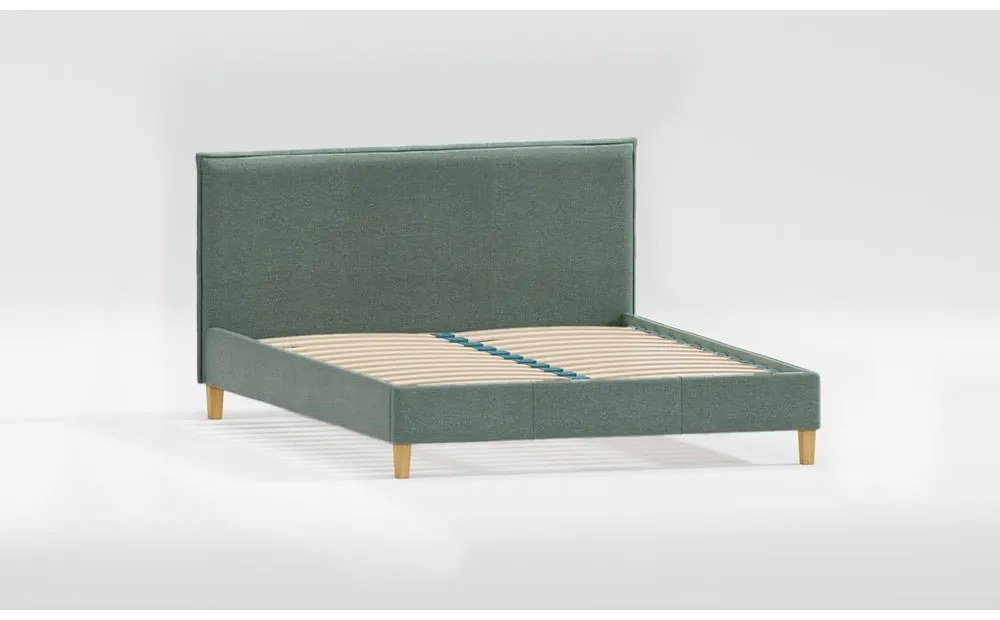 Letto matrimoniale imbottito verde con griglia 200x200 cm Tina - Ropez