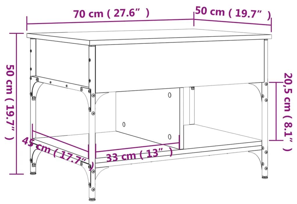 Tavolino da Salotto Nero 70x50x50cm Legno Multistrato Metallo