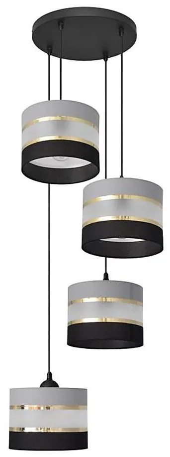 Lampadario a sospensione con filo HELEN 4xE27/15W/230V nero/grigio/oro