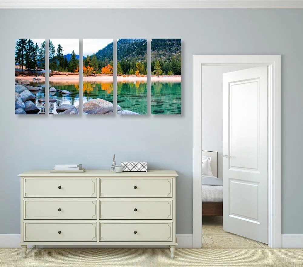 Quadri 5 pezzi – Lago in una natura splendida