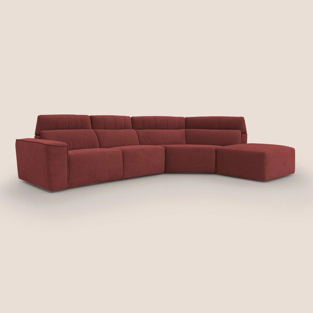 Clark Divano angolare con opzione relax elettrico in tessuto smacchiabile impermeabile T17 rosso