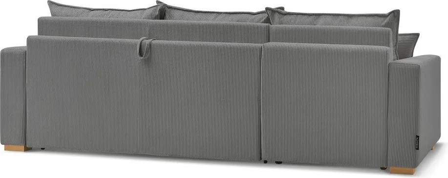 Divano angolare grigio allungabile (con composizione variabile) con rivestimento in velluto a coste Augustin – Bobochic Paris