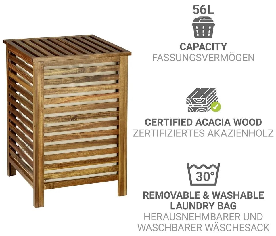 Cesta per il bucato colore naturale scuro in legno 56 l Fondi – Wenko