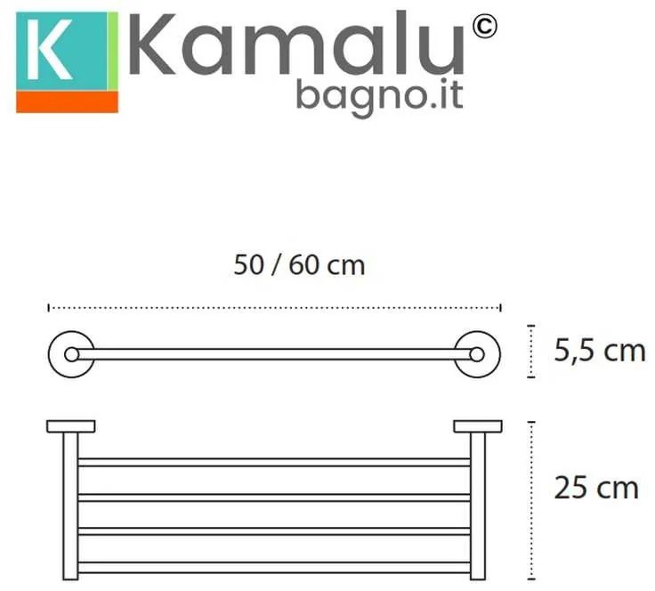 Kamalu - Portsalviette a 4 barre 50 cm in acciaio inox bianco opaco | MIRA-B