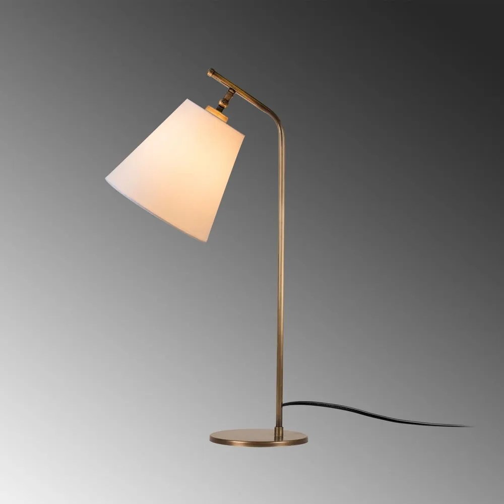 Lampada da tavolo bianca/color bronzo con paralume in tessuto (altezza totale 67 cm) Salihini – Opviq lights
