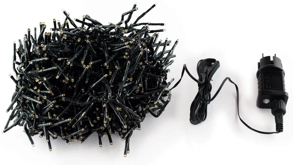 Catenaria Natalizia LED 8 GIOCHI DI LUCE 38m C.VERDE IP44 Colore Bianco Freddo 7500 - 8500 °K