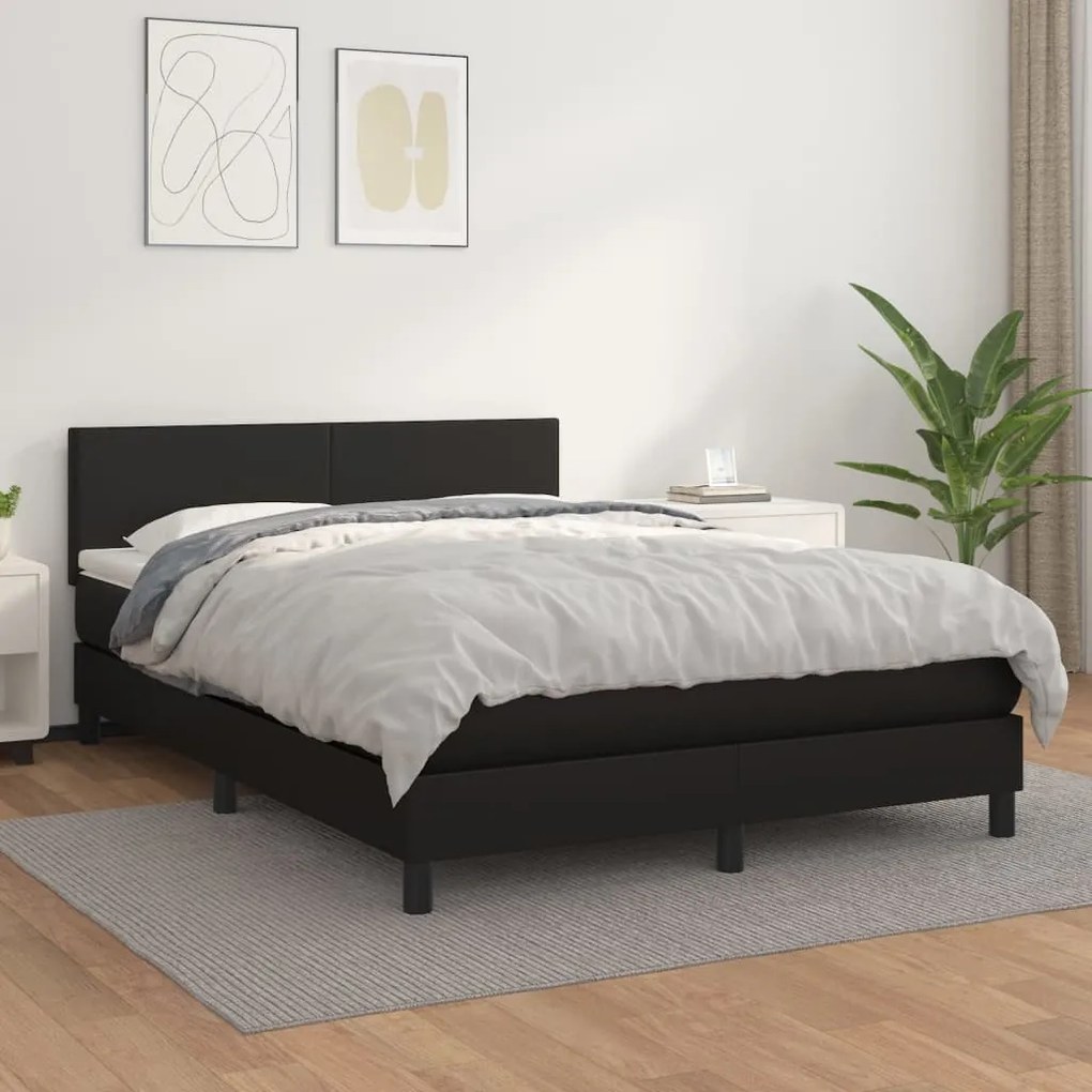 Giroletto A Molle Con Materasso Nero 140x200 Cm İn Similpelle /