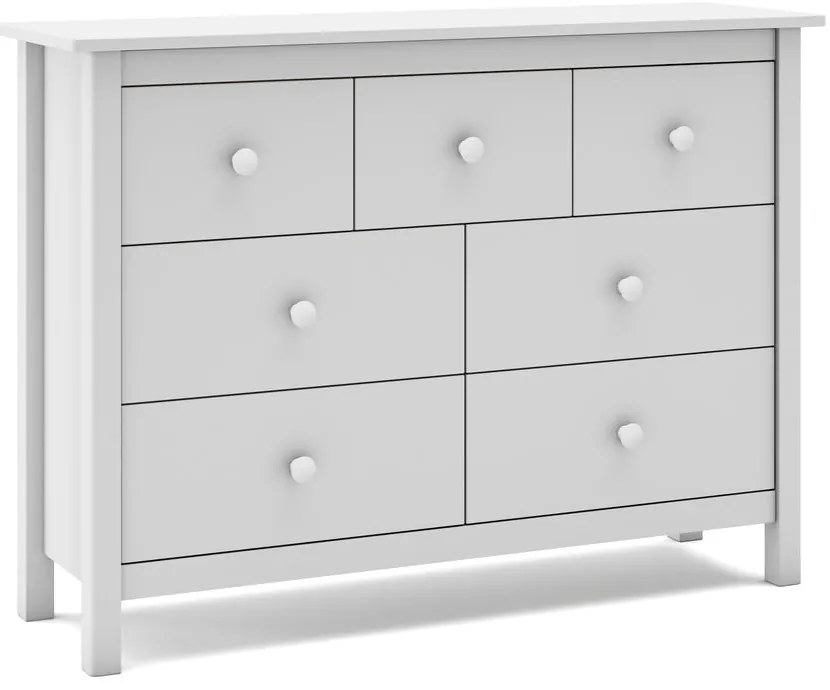 Cassettiera bassa bianca per bambini in legno di pino 110x80 cm Max - Marckeric