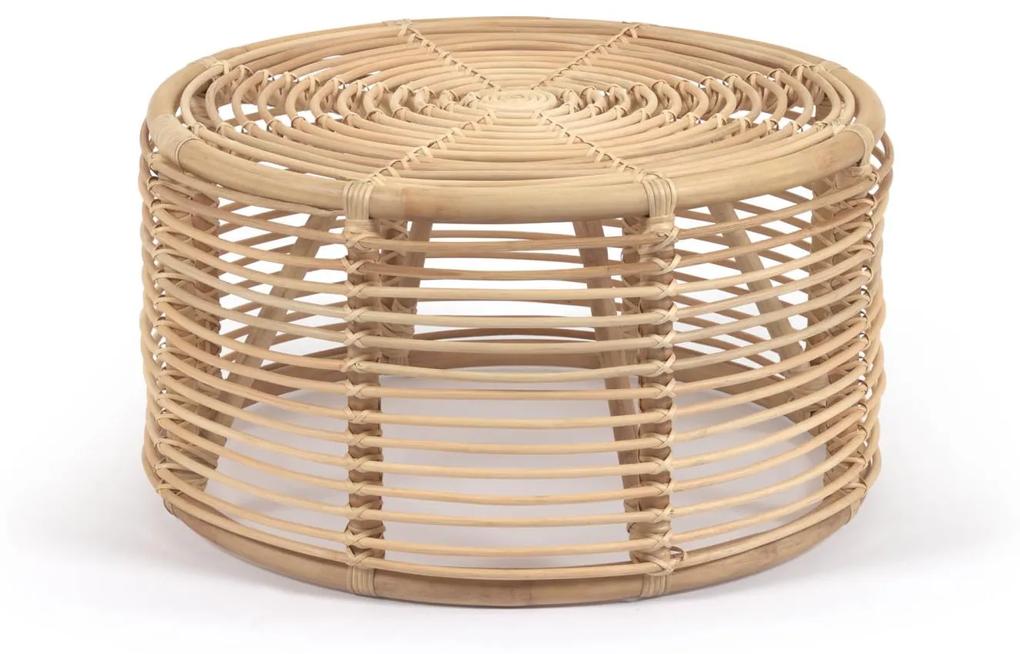 Kave Home - Tavolino rotondo Kohana in rattan finitura naturale Ã˜ 66 cm