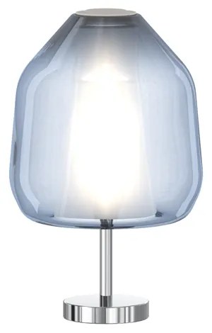 Lampada Contemporanea Double Skin Beta Metallo Cromo Vetro Blu 1 Luce E27