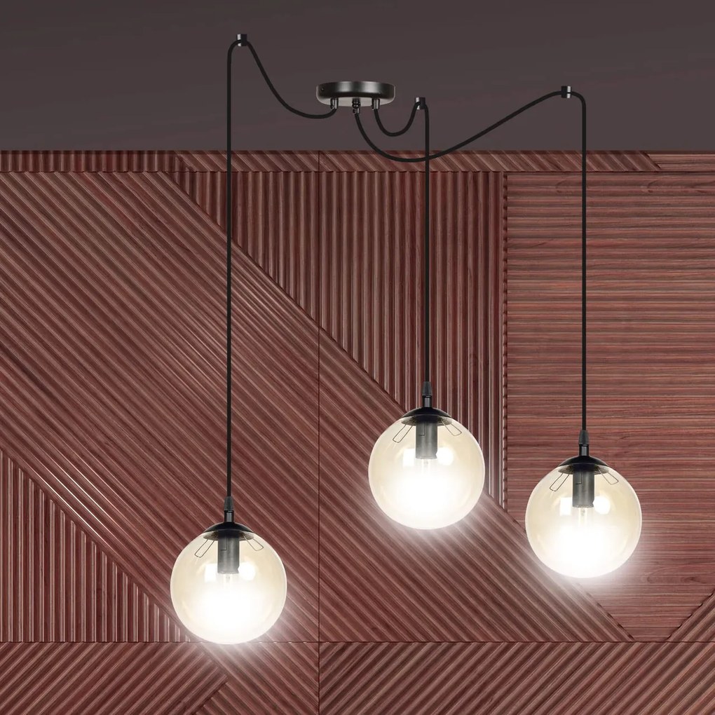Lampadario a sospensione GIGI 3 BLACK MIODOWY