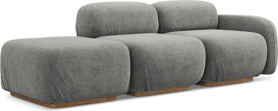 Chaise lounge componibile grigia (con penisola a sinistra) con rivestimento in bouclé Ailani – Makamii