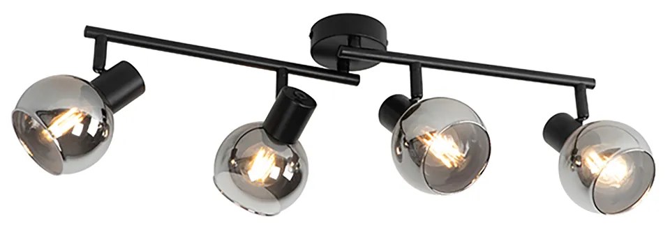 Plafoniera intelligente nera con vetro fumé incl. 4 WiFi P45 - VIDRO