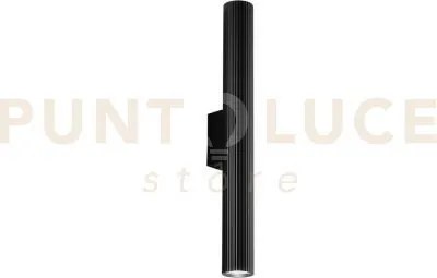 Applique a parete lord nera in acciaio e alluminio 2 luci attacco g...