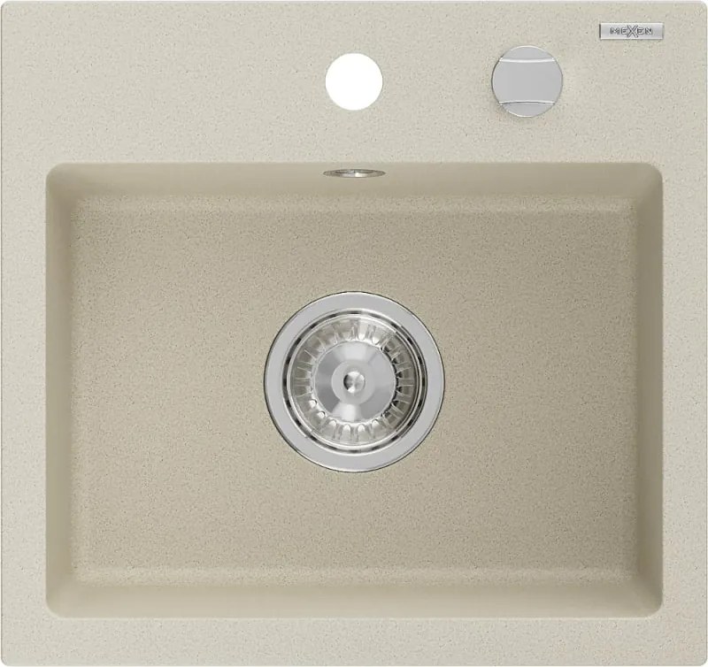 Mexen Milo lavello in granito 1-vasca 435 x 410 mm, beige, sifone cromato - 6505441000-69