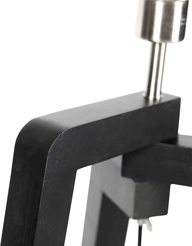 Lampada da terra nera a treppiede con paralume a forma di foglia e interno dorato 50cm - Puros