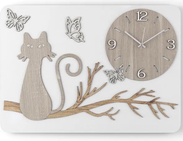 Orologio da parete rettangolare legno laminato GATTO 41x59 cm BRC