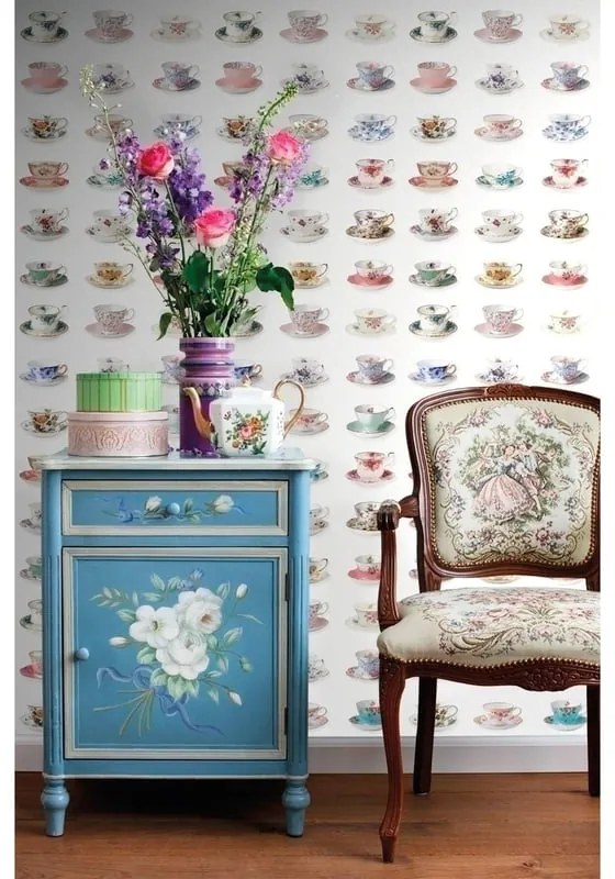 Carta da parati Tazze multicolor, 46.5 cm x 8.37 m