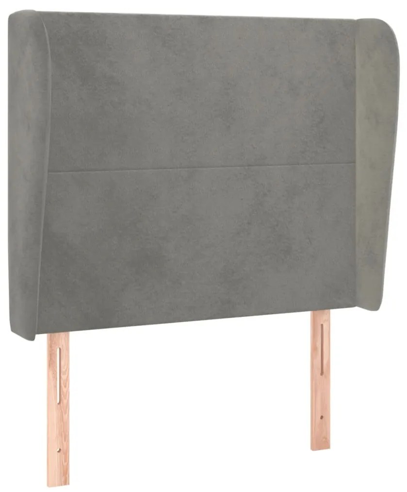 Testiera ad orecchio grigio chiaro 83x23x118/128 cm in velluto