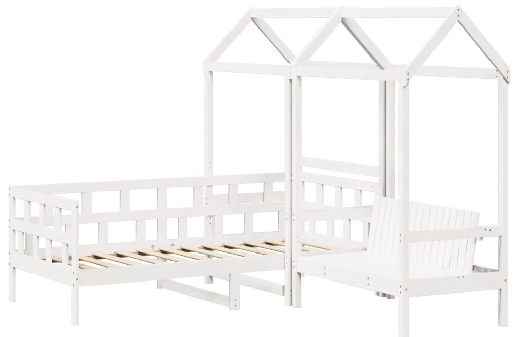 Set dormeuse con tetto bianco 90x200 cm legno massello di pino