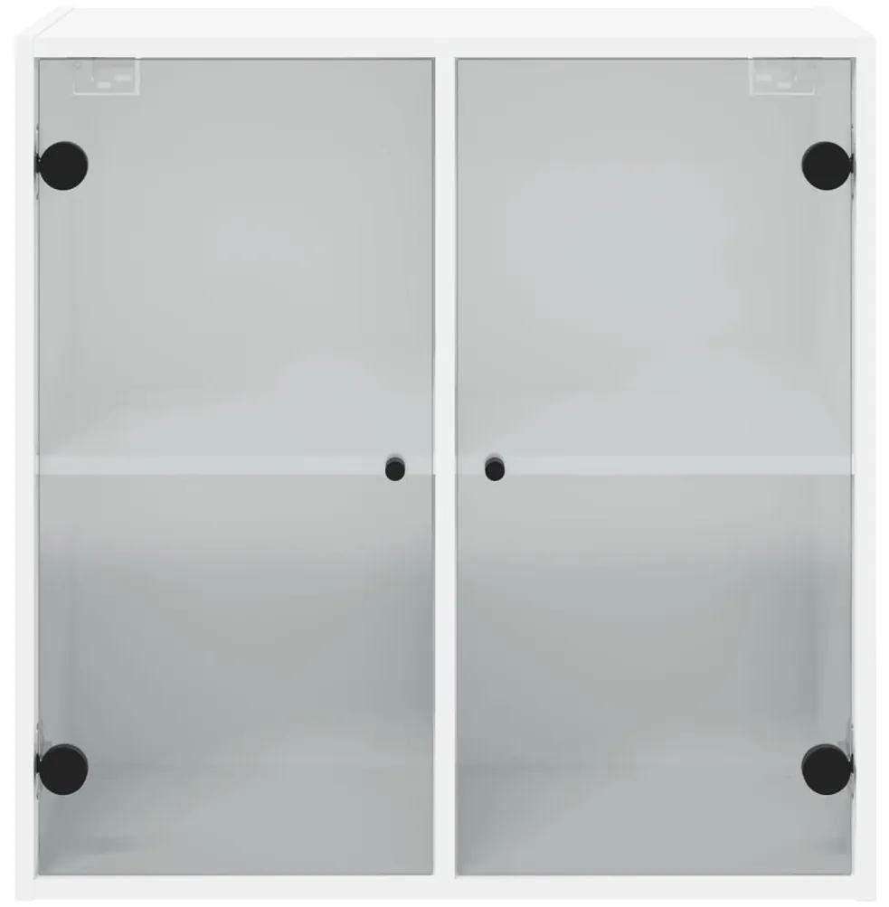 Mobile a Muro con Ante in Vetro Bianco 68x37x68,5 cm