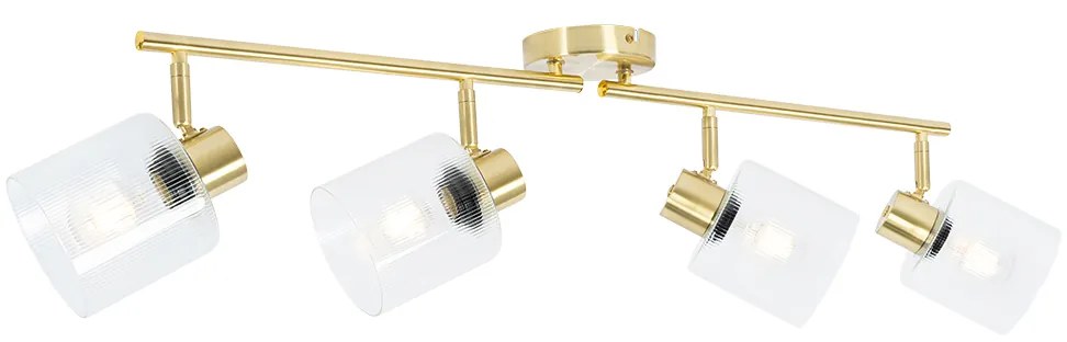 Faretto da soffitto dorato con vetro 4 luci orientabili - Laura