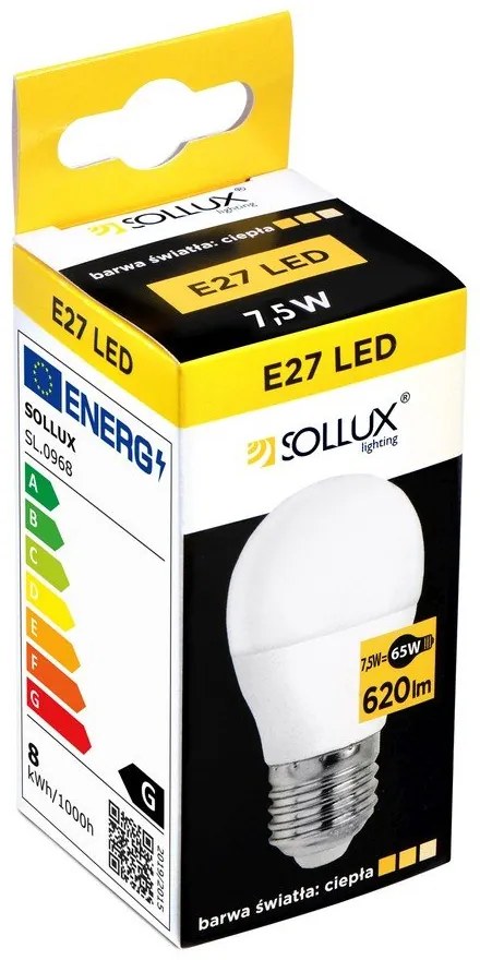 Lampadina LED con luce bianca calda con presa E27, 7,5 W – Sollux
