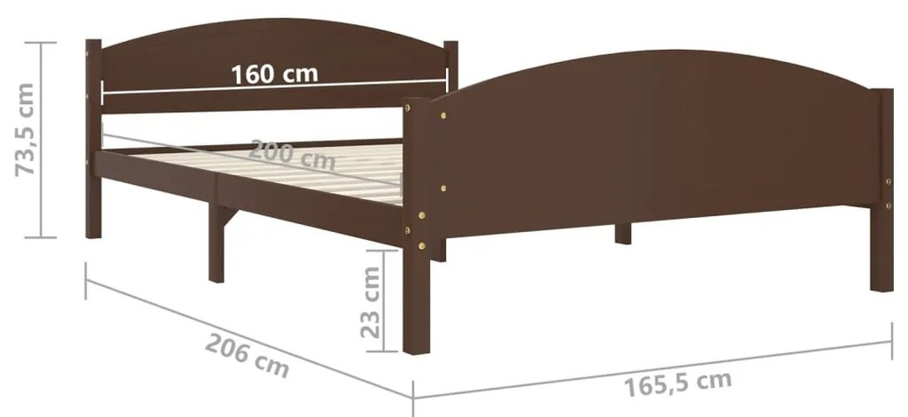 Giroletto Marrone Scuro in Legno Massello di Pino 160x200cm