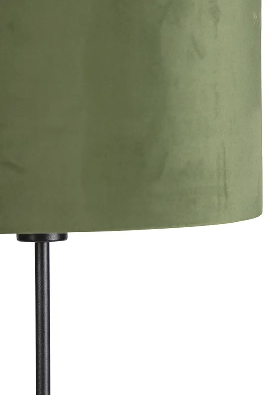 Lampada da terra nera con paralume in velluto verde con oro 35 cm - Parte