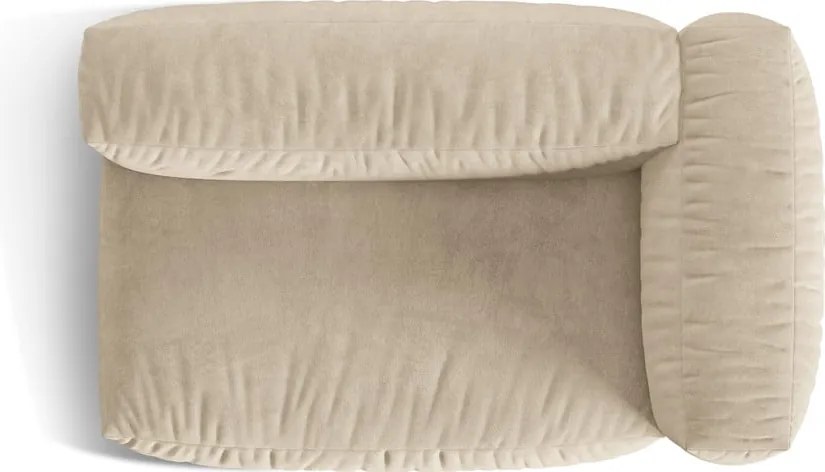 Parte divano componibile beige (con penisola a destra) con rivestimento in velluto Martina – Micadoni