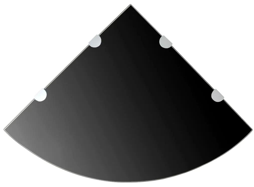 Scaffali angolari 2 pz supporti cromati e vetro nero 45x45 cm