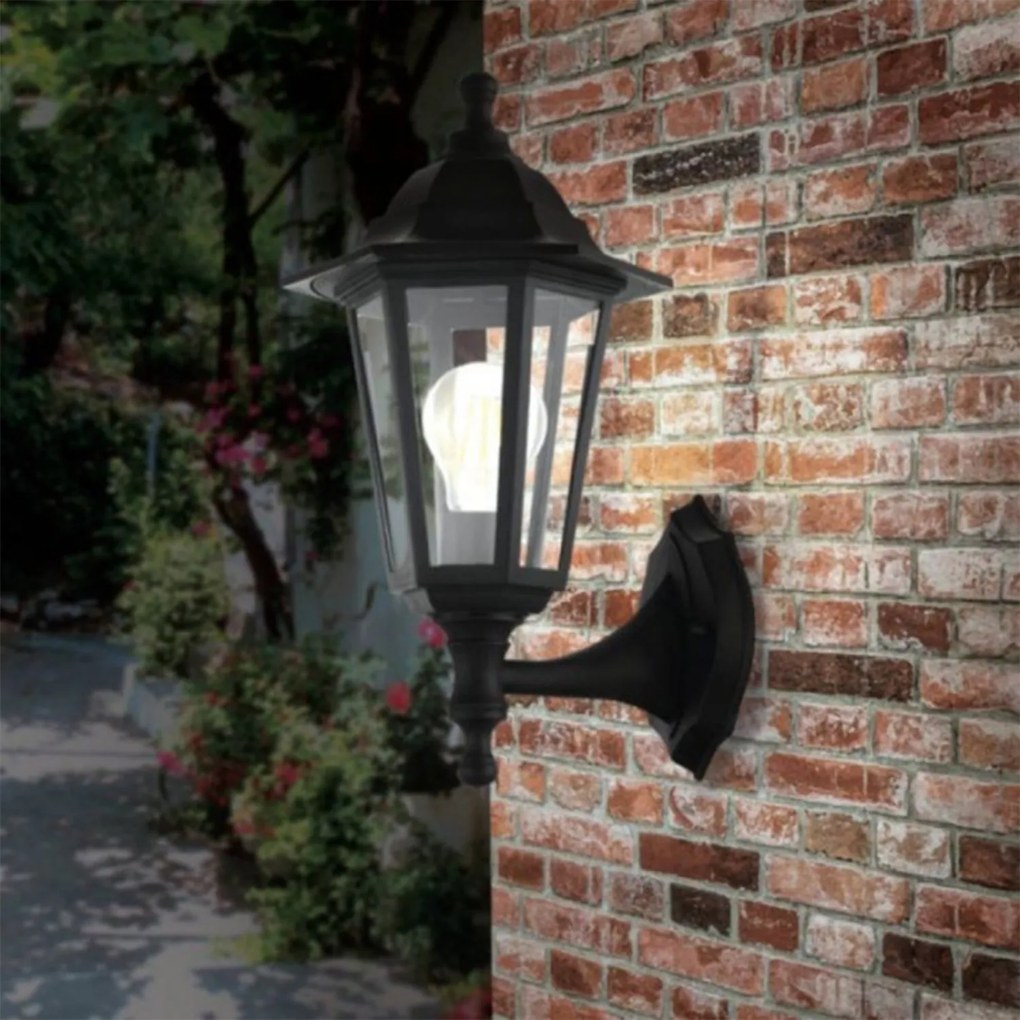 Applique Esterno Riley Alluminio Nero Su 1 Luce E27 Ip44