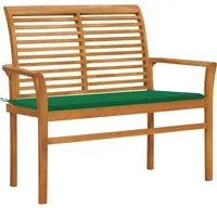 Panca da Giardino con Cuscino Verde 112 cm in Legno Teak 3062654