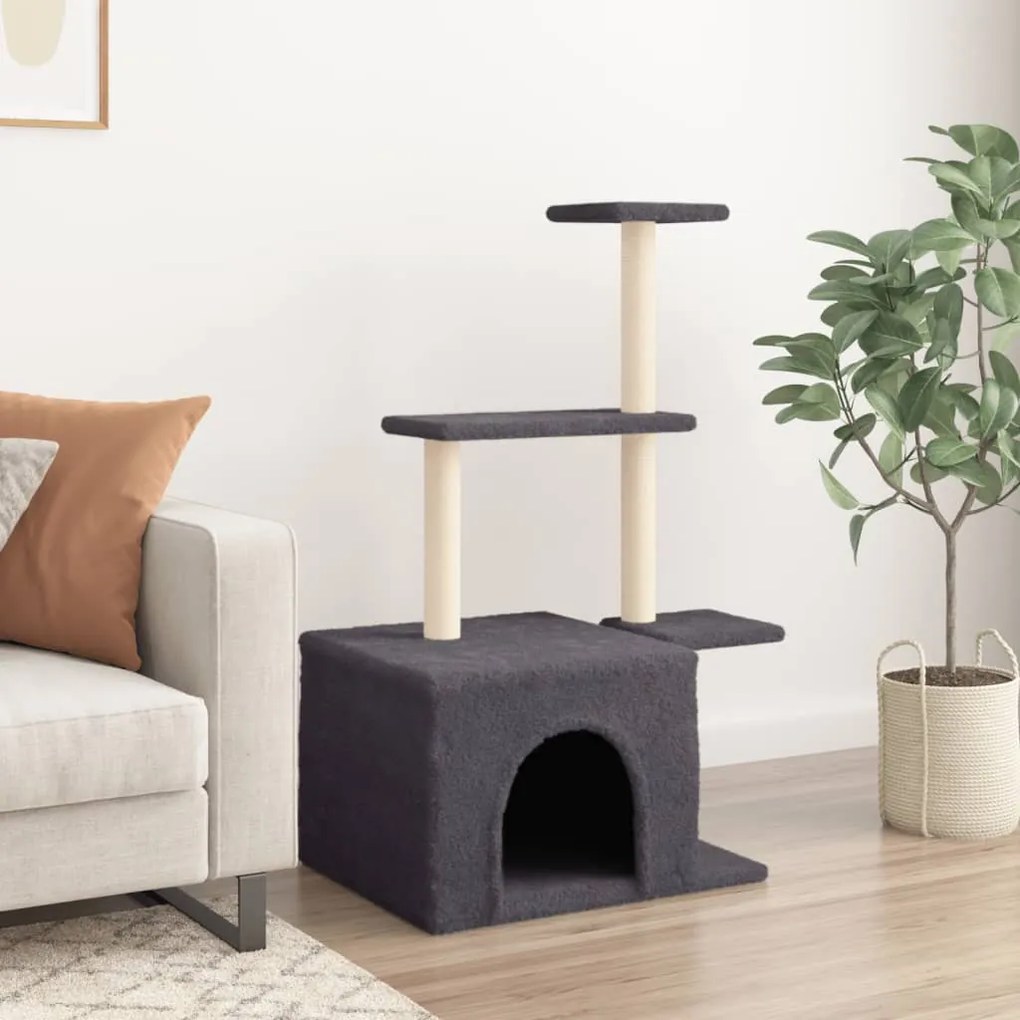 Albero per gatti con tiragraffi in sisal grigio scuro 110 cm