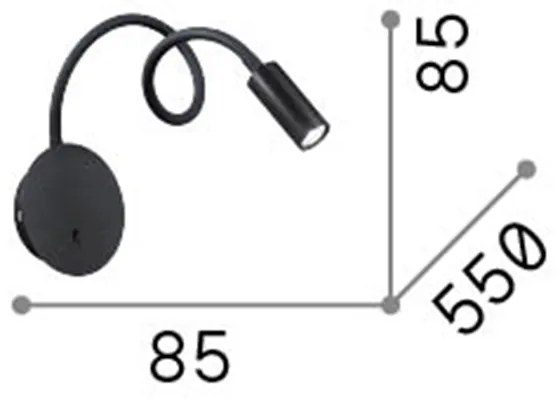 Applique Moderna Focus-2 Metallo Bianco Led 3,5W 3000K Luce Calda