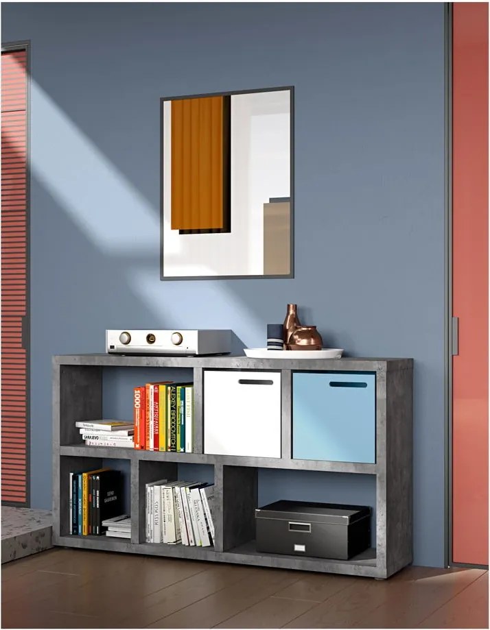 Libreria grigia effetto cemento 150x83 cm Berlin - TemaHome