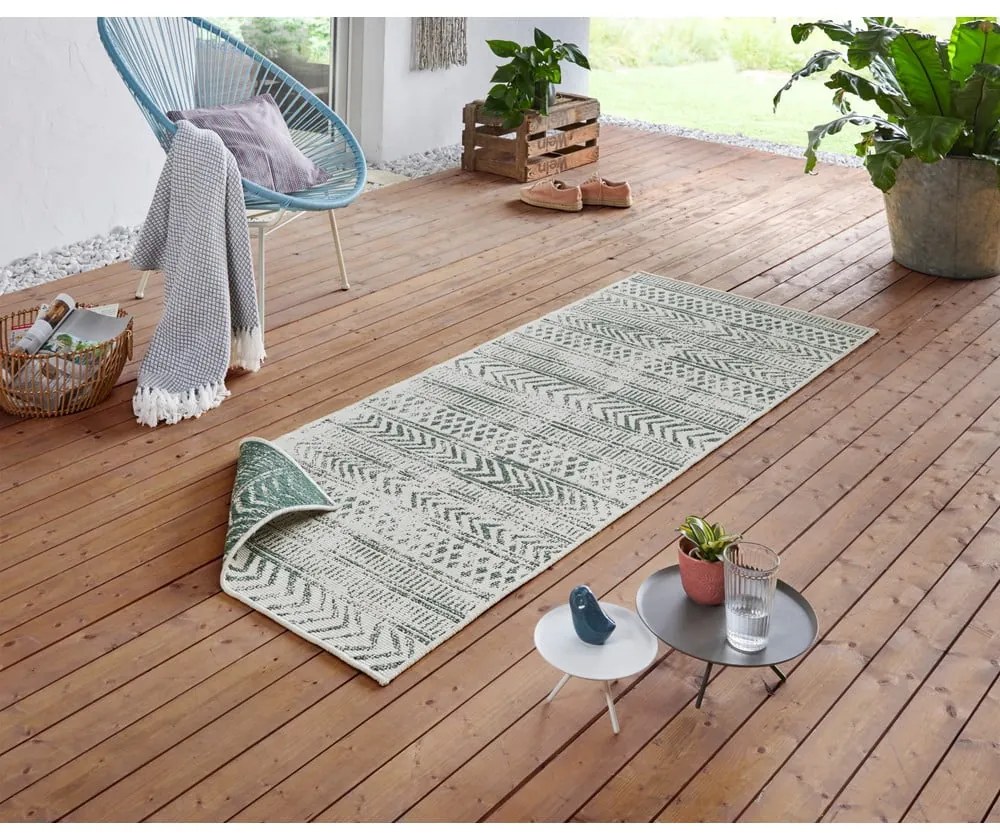 Tappeto per esterni verde e crema , 80 x 350 cm Biri - NORTHRUGS