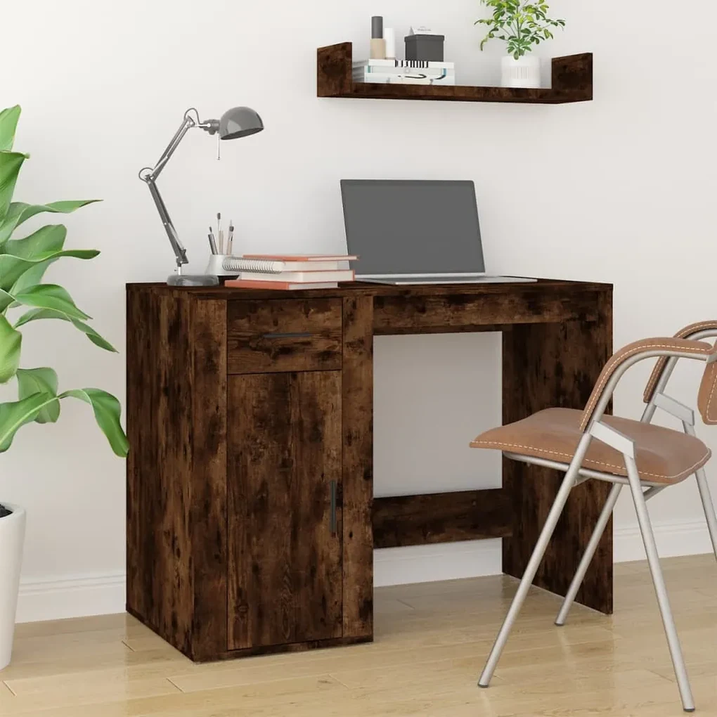 Scrivania rovere fumo 100x49x75 cm in legno multistrato