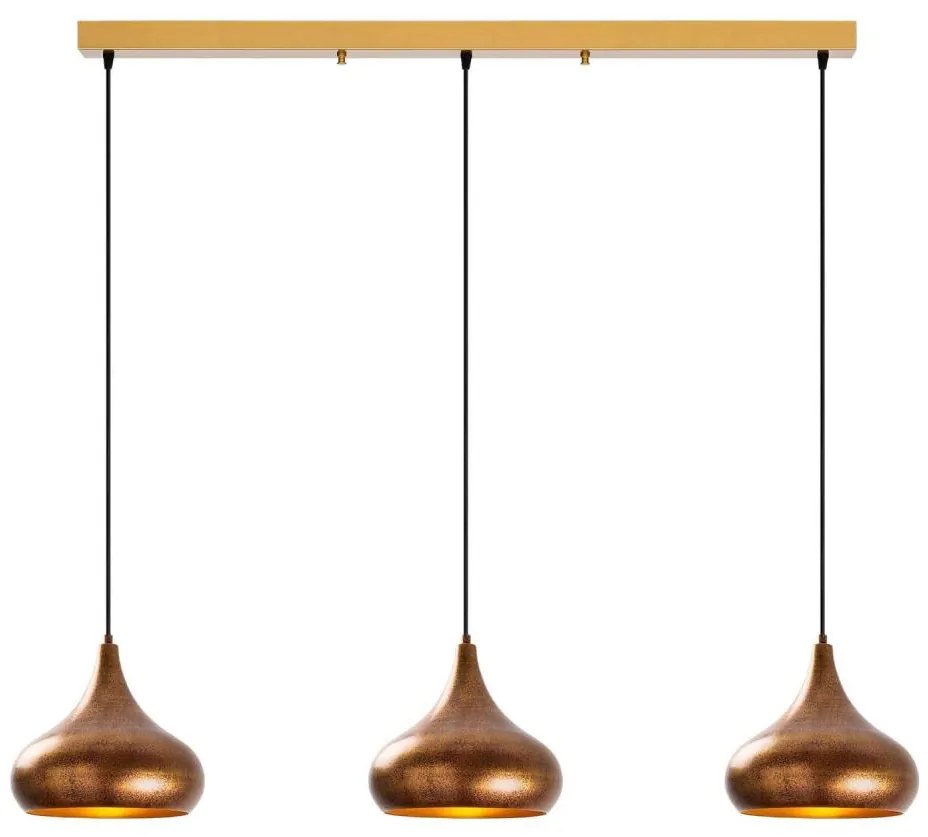 Lampadario a sospensione su cavo MUBA 3xE27/40W/230V in rame